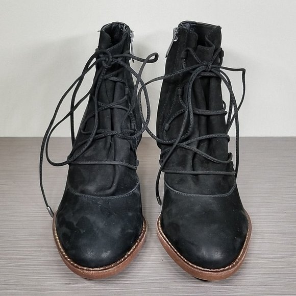Sam Edelman Millard Lace-Up Bootie, Black Leather, Womens Size 7 M / 37 - Picture 2 of 10